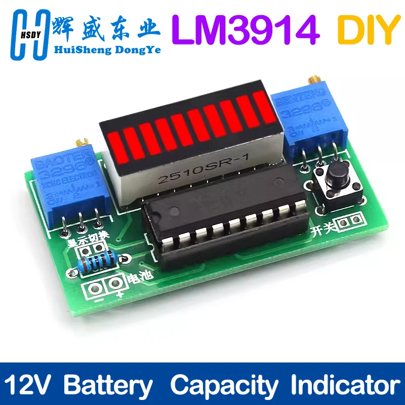 LM3914 10 Segment 3.7V Lithium 12V Battery Capacity Indicator Module Power Level Tester LED Display Electronic DIY Kits