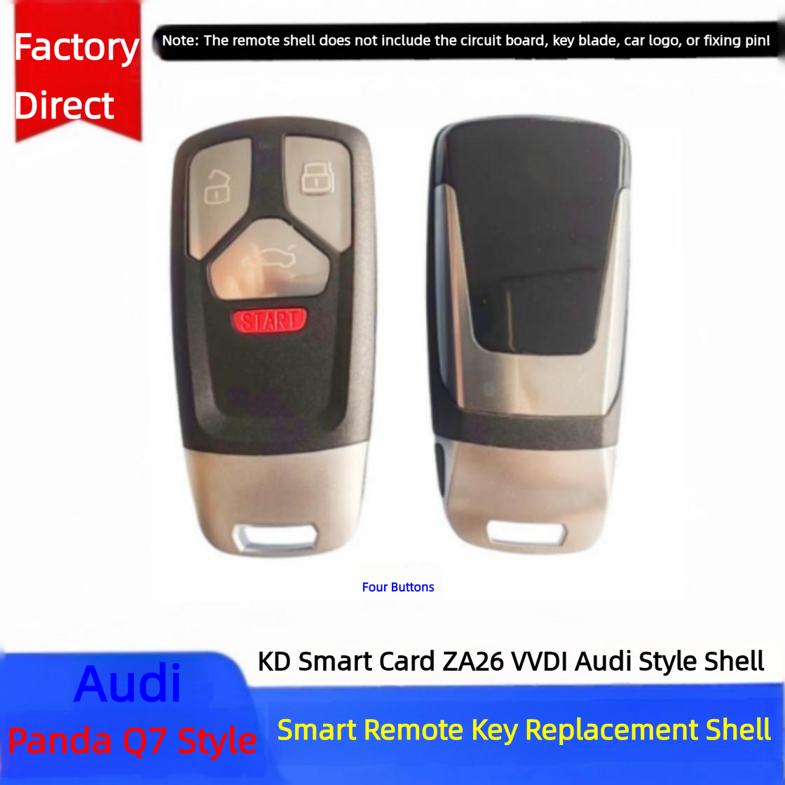 3 4 Buttons Car Key Housing Key Case Shell for Audi A4 A5 A4L S4 S5 S6 S8 Q3 Q5 Q7 TT SQ7 RS S SQ5 2017 2018 2019 without blade