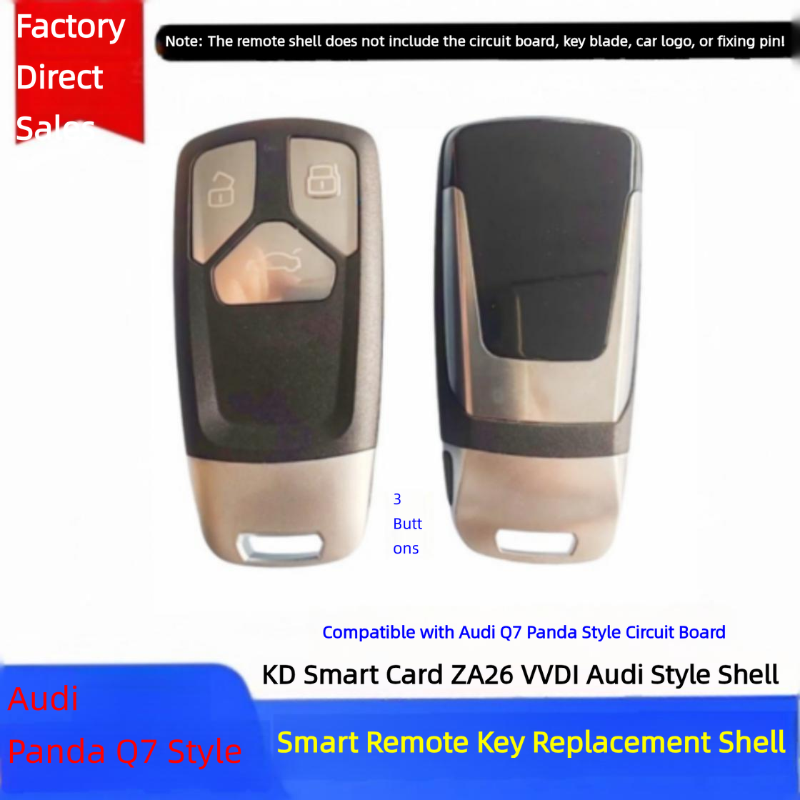 3 4 Buttons Car Key Housing Key Case Shell for Audi A4 A5 A4L S4 S5 S6 S8 Q3 Q5 Q7 TT SQ7 RS S SQ5 2017 2018 2019 without blade