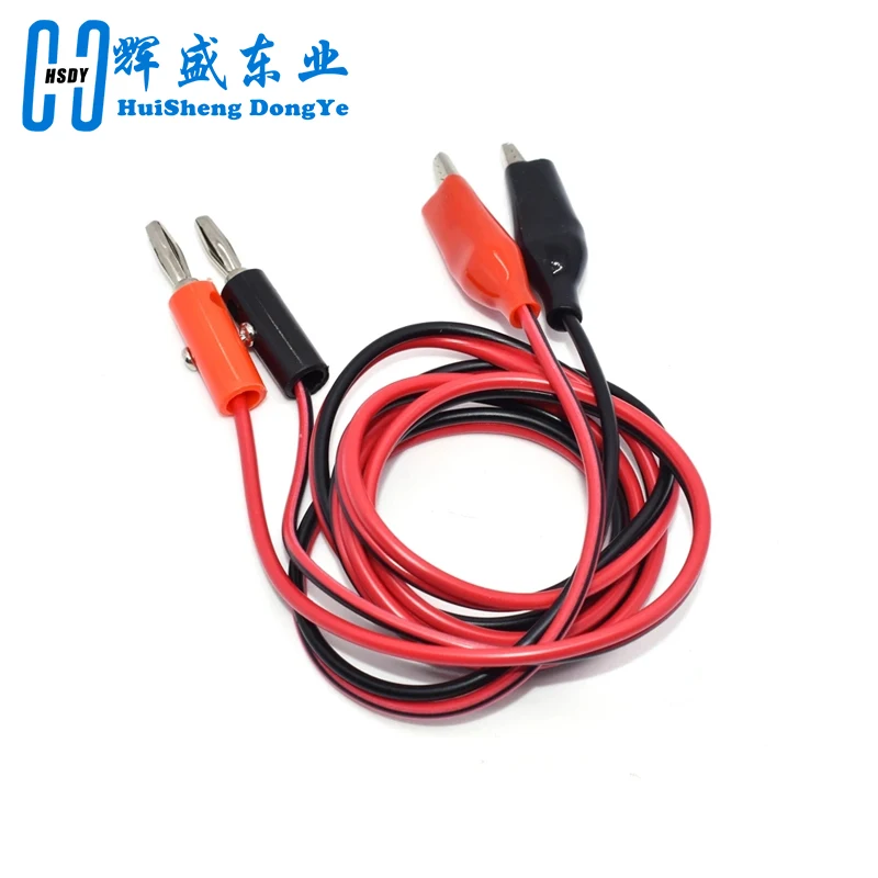 4MM Dual Alligator Clip to Banana Connector Oscilloscope Test Probe Cable 1M 3FT Red Black