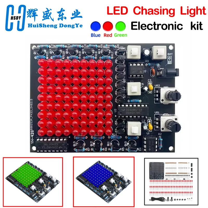 DIY LED Electronic Kit CHA-81 DC4.5-9V LED Tracking Light Game Soldering Project Practice Follow Spot USB/Battery Power Supply