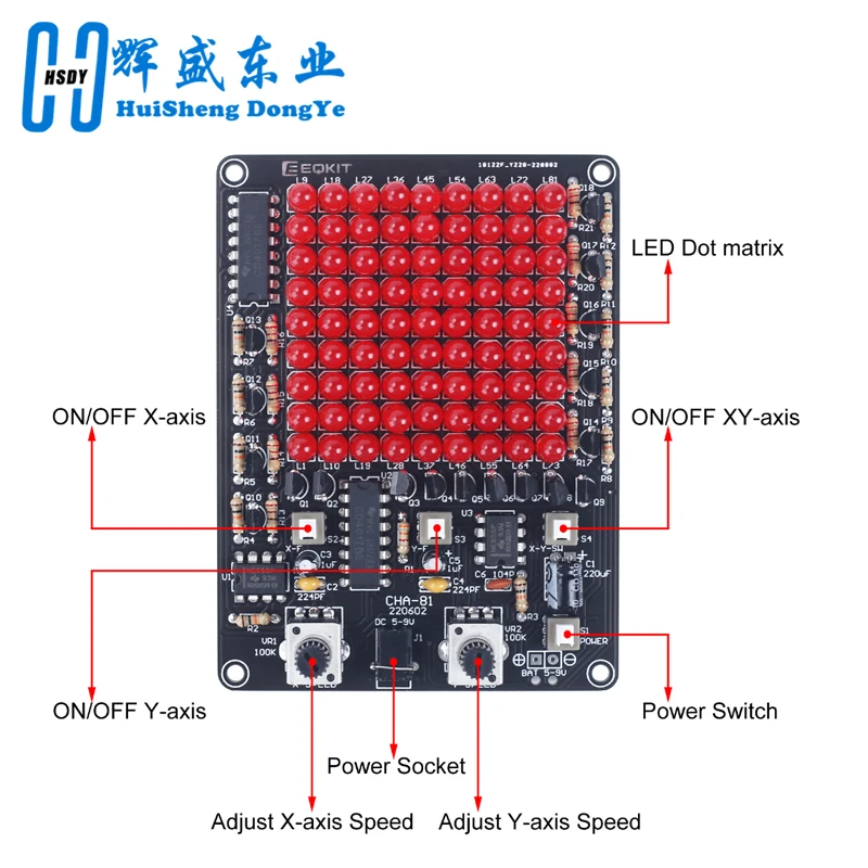 DIY LED Electronic Kit CHA-81 DC4.5-9V LED Tracking Light Game Soldering Project Practice Follow Spot USB/Battery Power Supply
