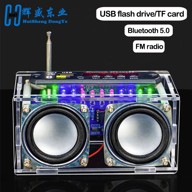 DIY Bluetooth Speaker Kit with FM Radio 87.5-108MHZ DIY Soldering Project Practice Electronic Kit Solder Assembly U Disk TF
