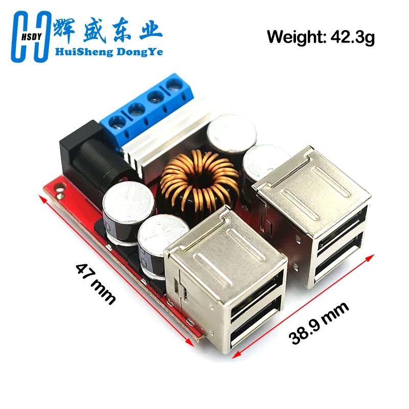 DC-DC Vehicle Charging Board 8V-35V to 5V 8A Power Supply Depressurization Module 4 port USB Output mobile Charger