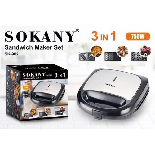 Sokany 3 In1 Non Stick Sandwich,Doughnut Waffle Maker