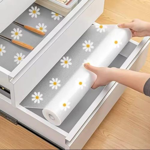 Daisy pattern Kitchen drawer liners oil proof moisture cupboard shelf liner mat
