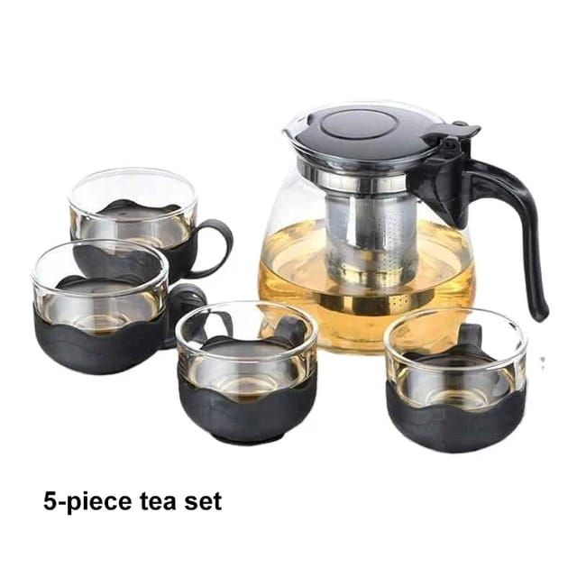 5-piece Set Of Heat-resistant Glass Teapot Infuser Health Tea Kettle Set