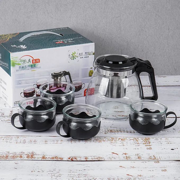 5-piece Set Of Heat-resistant Glass Teapot Infuser Health Tea Kettle Set