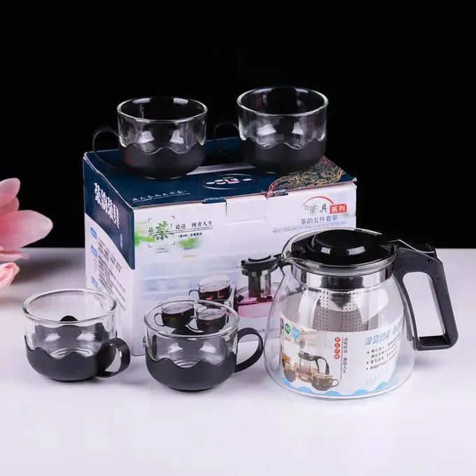 5-piece Set Of Heat-resistant Glass Teapot Infuser Health Tea Kettle Set