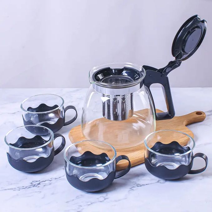 5-piece Set Of Heat-resistant Glass Teapot Infuser Health Tea Kettle Set