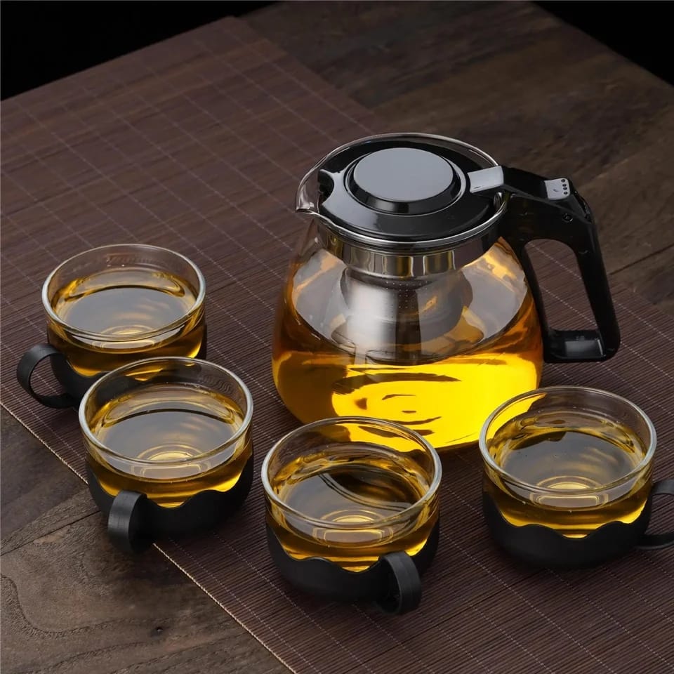 5-piece Set Of Heat-resistant Glass Teapot Infuser Health Tea Kettle Set