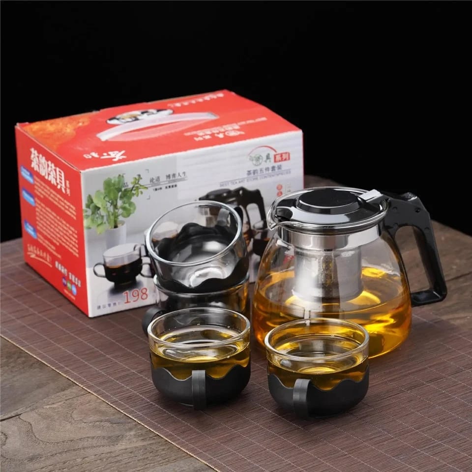 5-piece Set Of Heat-resistant Glass Teapot Infuser Health Tea Kettle Set