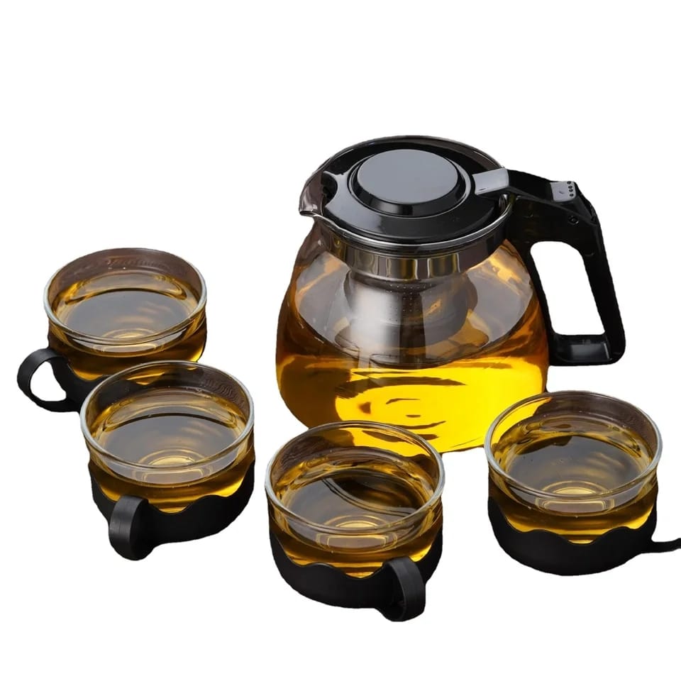 5-piece Set Of Heat-resistant Glass Teapot Infuser Health Tea Kettle Set