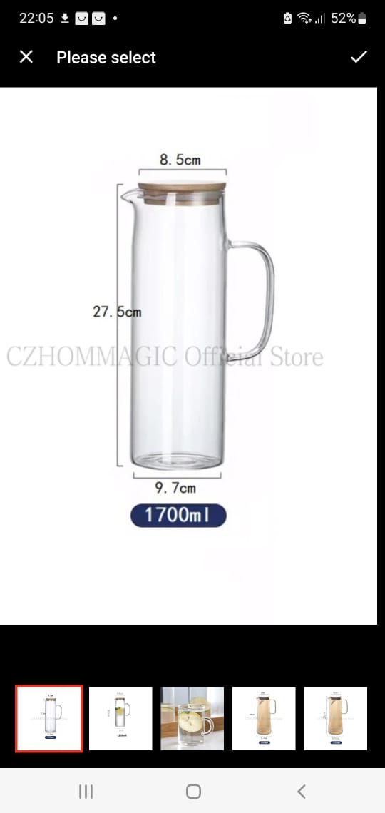 Share this product
1.7L Glass Water Pitcher jug with Handle and Bamboo Lid Heat Resistant Cold Hot Kettle