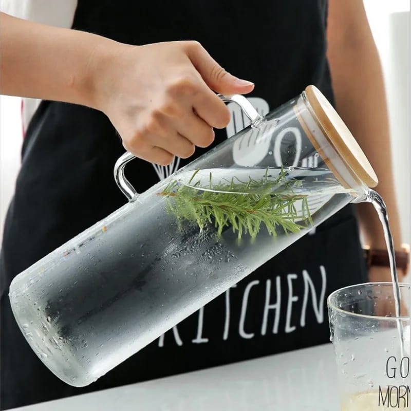 Share this product
1.7L Glass Water Pitcher jug with Handle and Bamboo Lid Heat Resistant Cold Hot Kettle