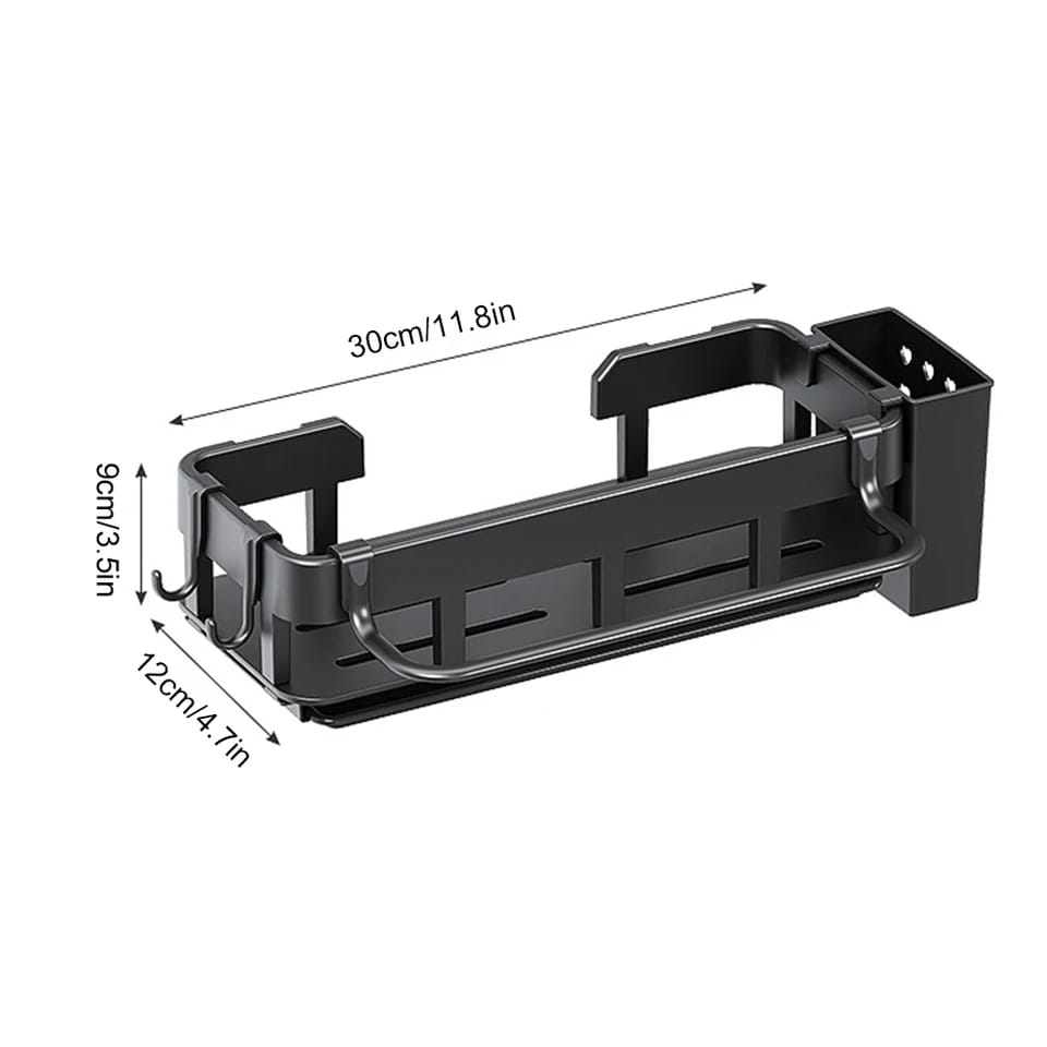 Kitchen Sink Rack Kitchen Sink Organizer Caddy Storage with a draining tray, towel hook and cutlery holder