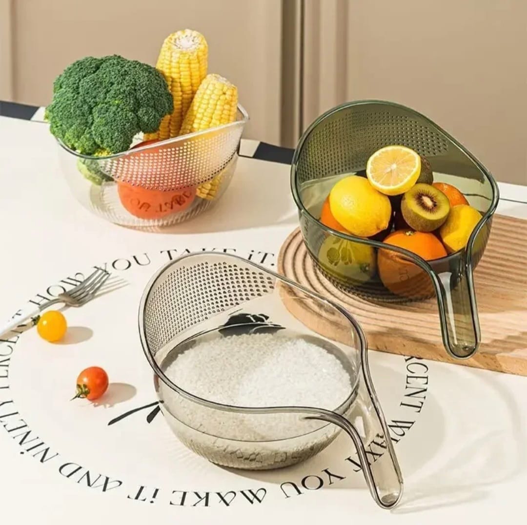 Acrylic Colander Sieve Strainer Rice Drainer Fruits Vegetables