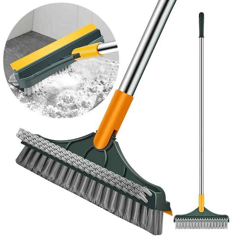 3 in 1 V shaped Floor Scrub Brush Cleaning Brush Long Handle Removable Wiper Magic Broom Brush Squeegee Tile