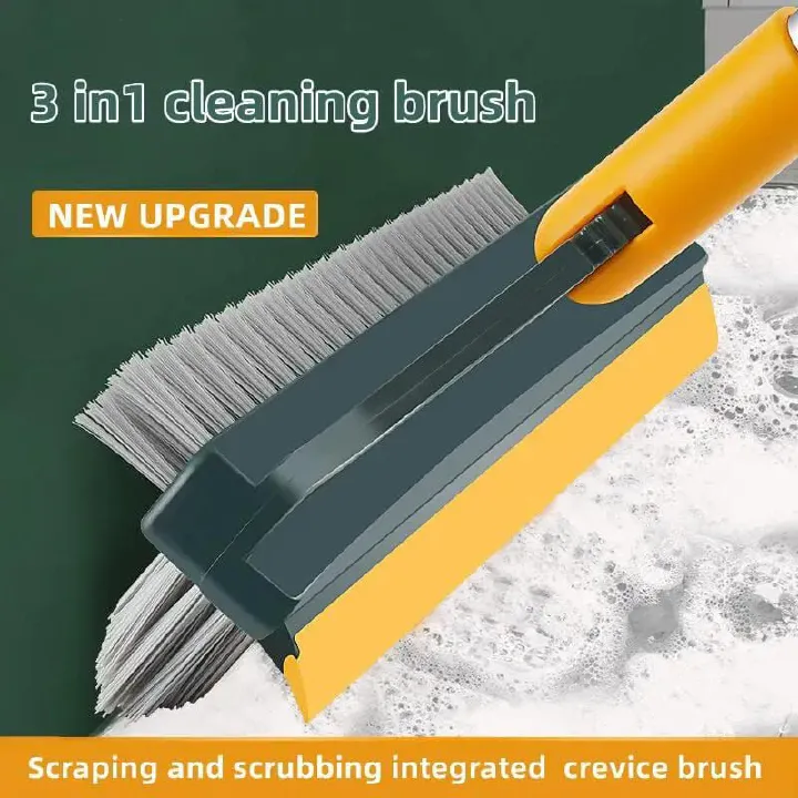 3 in 1 V shaped Floor Scrub Brush Cleaning Brush Long Handle Removable Wiper Magic Broom Brush Squeegee Tile
