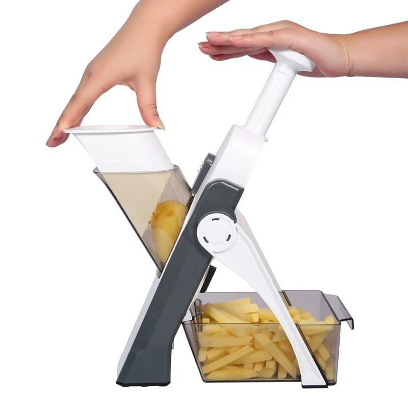 ♨Mandoline Safe Slice Chopper ▪Available in Green, Orange,Blue and gray ▪Easy to Use ▪No Loose Blades to Keep fingers safe. ▪BPA free plastic, non- skid feet, and high carbon stainless s