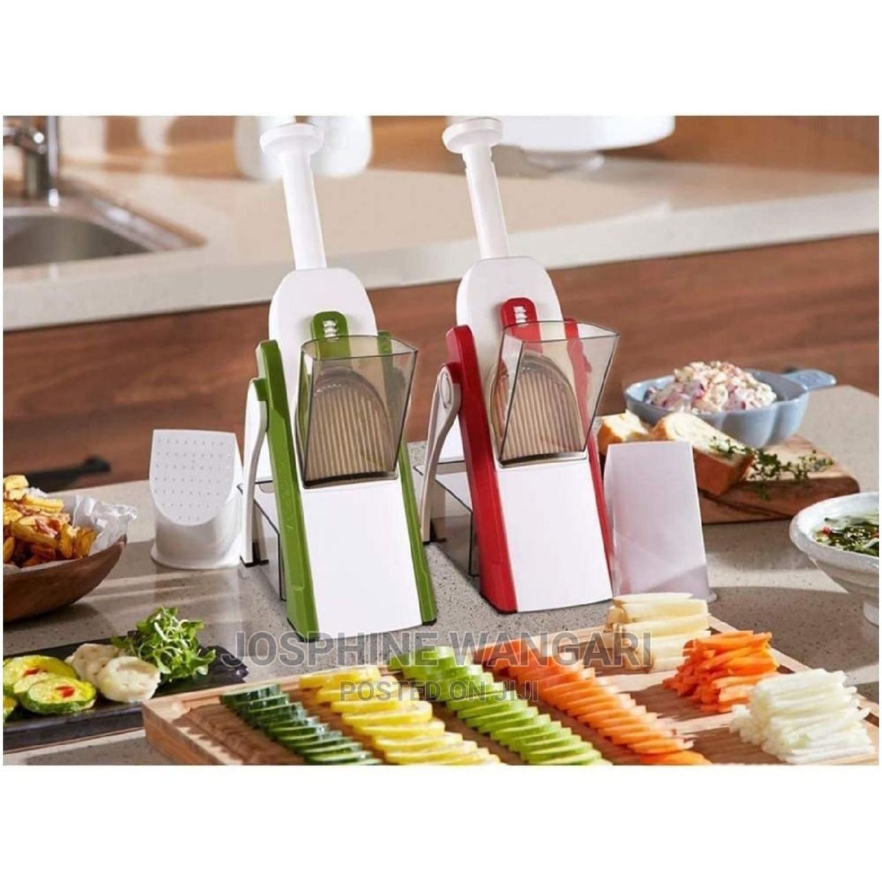 ♨Mandoline Safe Slice Chopper ▪Available in Green, Orange,Blue and gray ▪Easy to Use ▪No Loose Blades to Keep fingers safe. ▪BPA free plastic, non- skid feet, and high carbon stainless s
