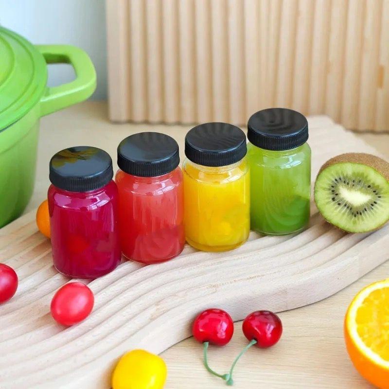 Set of 5 Gingershots Glass Bottles set of 5 ▫Material: Glass with Black Plastic Lid ▫Reusable ▫Capacity: 60ml