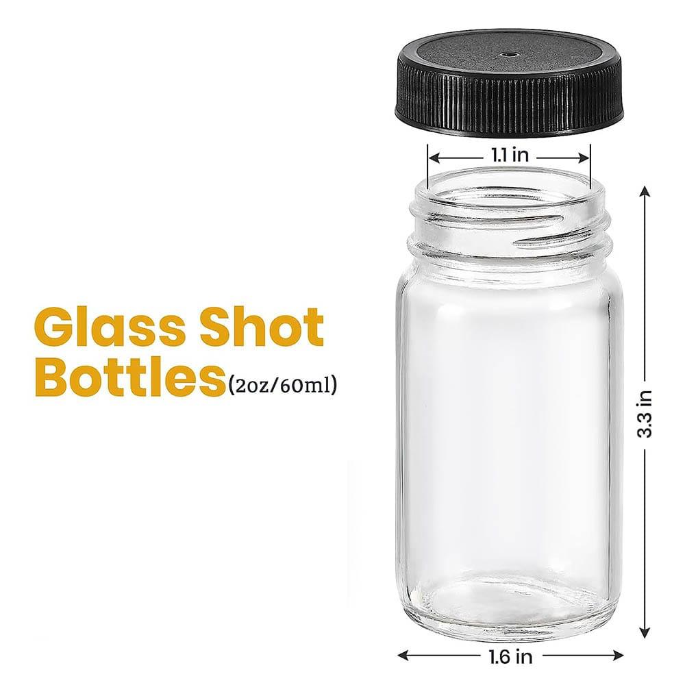 Set of 5 Gingershots Glass Bottles set of 5 ▫Material: Glass with Black Plastic Lid ▫Reusable ▫Capacity: 60ml