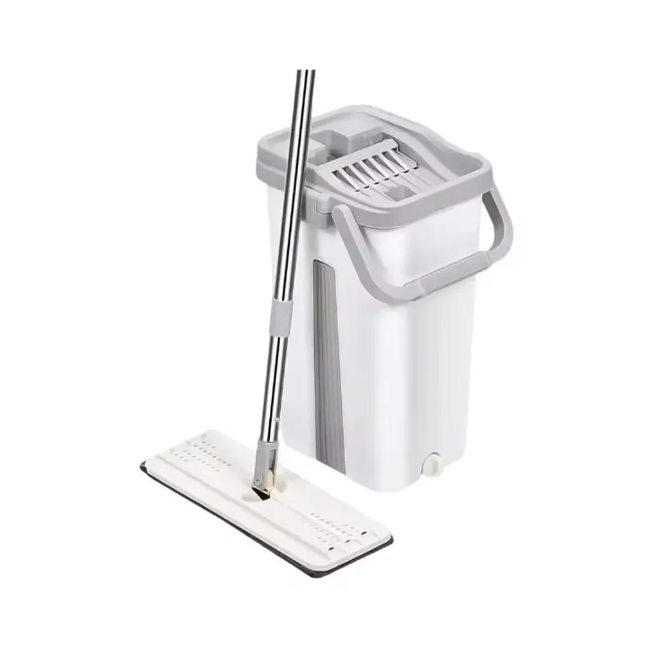 ♨Big Bucket Flat Vertex Self Squeeze Mop With Bucket Hand Free Wringing Floor Cleaning Microfiber Mop ▪Wet and dry mop ▪separates clean water from dirty water 💸Colours available: blue and w