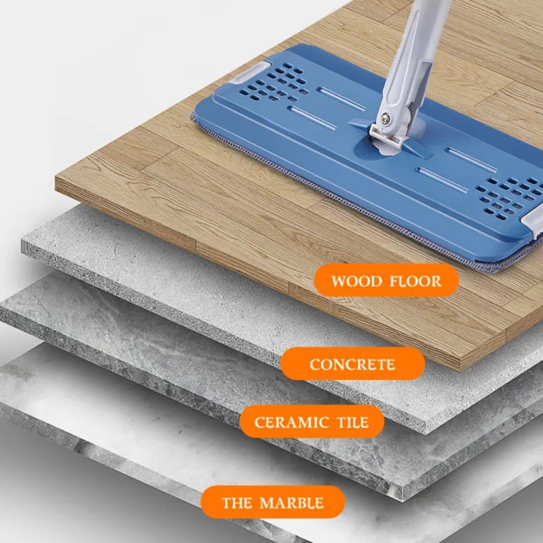 ♨Big Bucket Flat Vertex Self Squeeze Mop With Bucket Hand Free Wringing Floor Cleaning Microfiber Mop ▪Wet and dry mop ▪separates clean water from dirty water 💸Colours available: blue and w