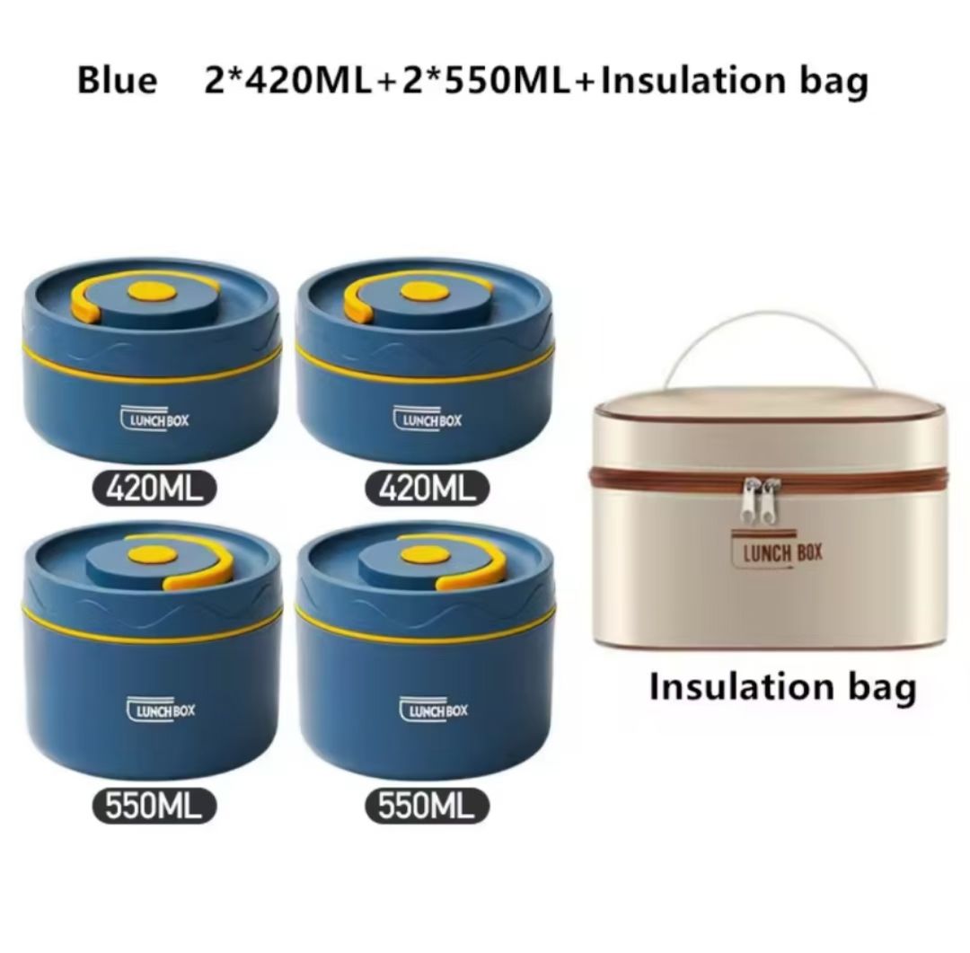 4 in 1 Insulated lunchbox set Combo comes with 3 lunch boxes and 1 insulated bag suitable for students and adults