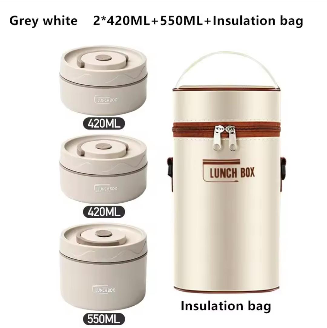 4 in 1 Insulated lunchbox set Combo comes with 3 lunch boxes and 1 insulated bag suitable for students and adults