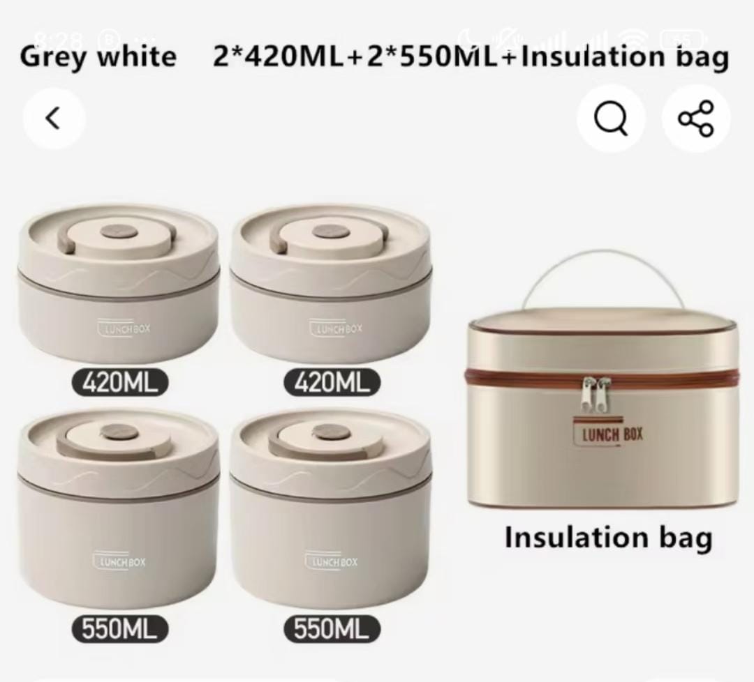 4 in 1 Insulated lunchbox set Combo comes with 3 lunch boxes and 1 insulated bag suitable for students and adults
