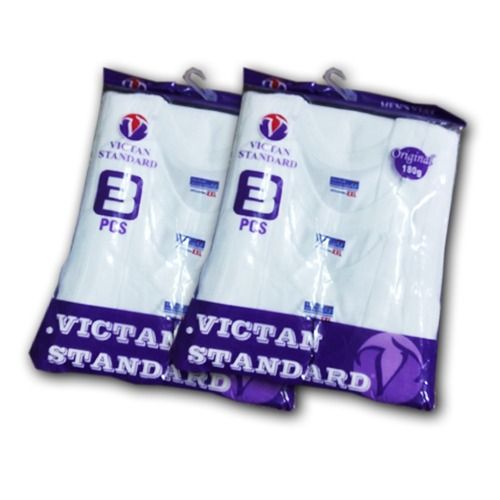 MEN'S WHITE VESTS (100% COTTON). 3PCS / 6 PCS PACK. SIZES: M, L, XL, XXL, XXXL.