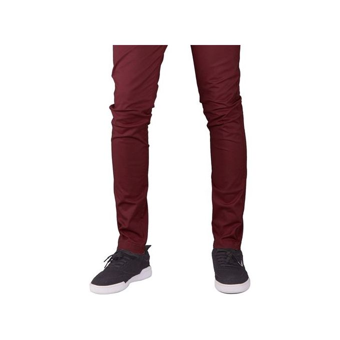 Maroon Khaki Trousers For Men-Slim Fit. Soft Khaki. Stretchy & Comfortable. Sizes: 30-38.