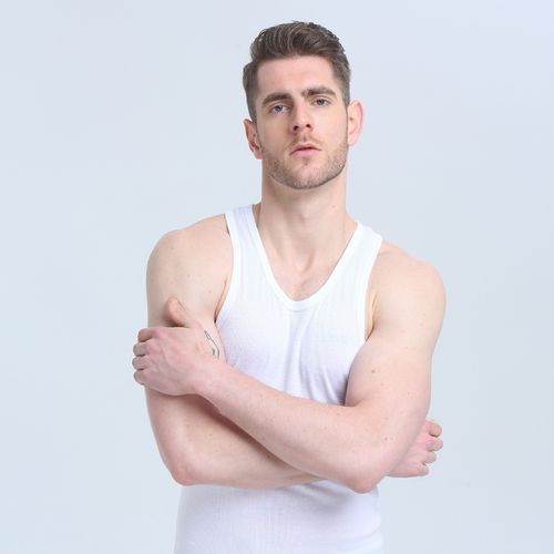3 Pcs Colored Vests For Men.  (100% Cotton-Black, White & Grey). Sizes: M,L,XL,XXL, XXXL