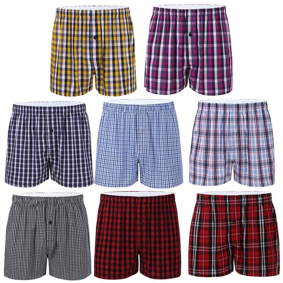3 Pcs Pack Men's Checked Cotton Boxers (100% Cotton).Sizes: M,L,XL,XXL