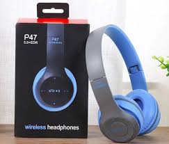 P47 Original 5.0 Wireless Bluetooth Headphone (Foldable). Available Colors: White, Black, Gray & Pink.