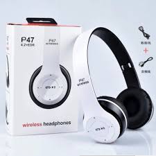 P47 Original 5.0 Wireless Bluetooth Headphone (Foldable). Available Colors: White, Black, Gray & Pink.