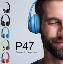 P47 Original 5.0 Wireless Bluetooth Headphone (Foldable). Available Colors: White, Black, Gray & Pink.