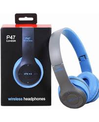 P47 Original 5.0 Wireless Bluetooth Headphone (Foldable). Available Colors: White, Black, Gray & Pink.