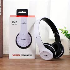 P47 Original 5.0 Wireless Bluetooth Headphone (Foldable). Available Colors: White, Black, Gray & Pink.
