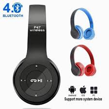 P47 Original 5.0 Wireless Bluetooth Headphone (Foldable). Available Colors: White, Black, Gray & Pink.