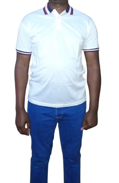 Men's White Polo T-shirts. Cotton T-shirt.  Men's White Cotton T-shirts. CLEARANCE SALE!