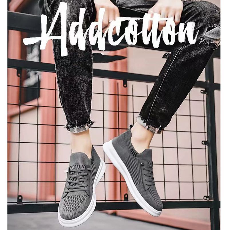 Men's mesh breathable fly woven shoes with soft soles fashionable and trendy casual shoes