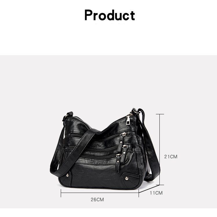 Multi-Pocket Shoulder Bags PU Leather Handbags for Ladies Shoulder Sling Bags Crossbody Women Messenger Bag Classic PU Leather Waterproof