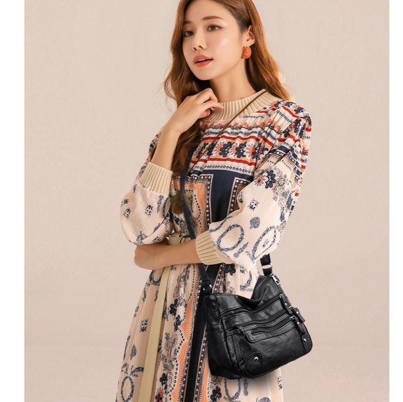 Multi-Pocket Shoulder Bags PU Leather Handbags for Ladies Shoulder Sling Bags Crossbody Women Messenger Bag Classic PU Leather Waterproof