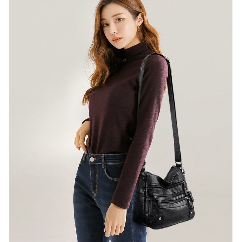 Multi-Pocket Shoulder Bags PU Leather Handbags for Ladies Shoulder Sling Bags Crossbody Women Messenger Bag Classic PU Leather Waterproof