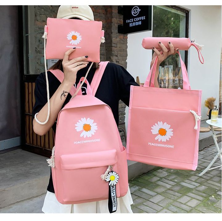 4Pcs/set School Bag New Arrival Buckles Backpacks (backpack size:30*39*12cm)Bookbags Laptop bag Travelling bag Unisex Backpack+Shoulder bag+handbag+ pencil case