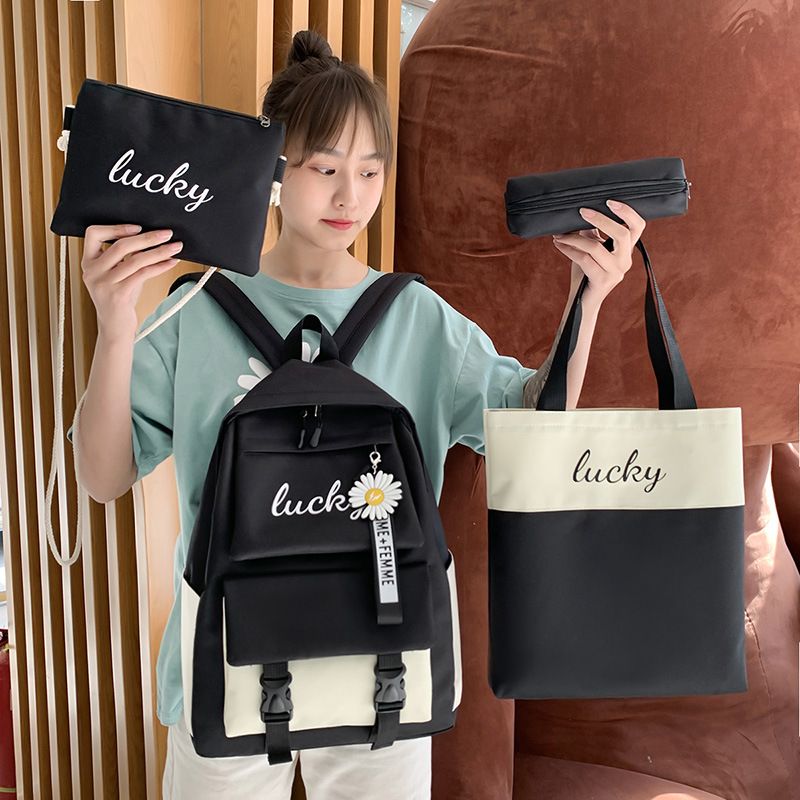 4Pcs/set School Bag New Arrival Buckles Backpacks (backpack size:30*42*13cm)Bookbags Laptop bag Travelling bag Unisex Backpack+Shoulder bag+handbag+ pencil case
