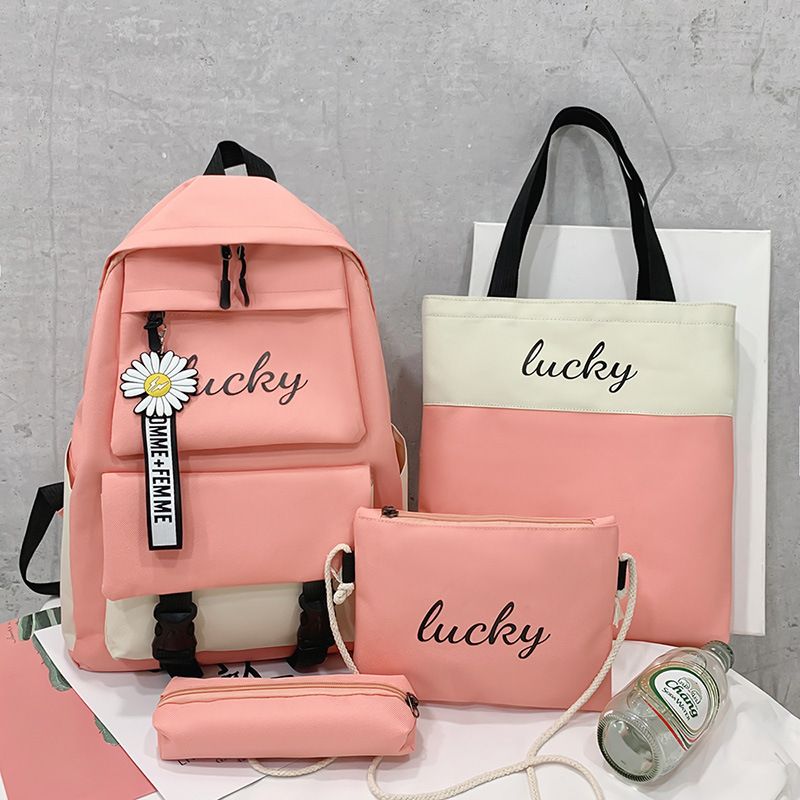 4Pcs/set School Bag New Arrival Buckles Backpacks (backpack size:30*42*13cm)Bookbags Laptop bag Travelling bag Unisex Backpack+Shoulder bag+handbag+ pencil case